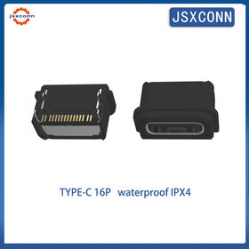 JSXCONN TYPE-C 16PIN DIP+SMT Waterproof Female Socket Connector. Factory Direct Sale with Quality Assurance.