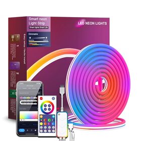 Strip LED RGB Tahan Air IP65 Outdoor, Sinkronisasi Musik, Dekorasi Neon Gaming