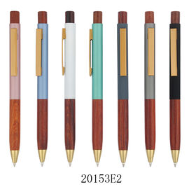Gift Supplier New Promotional Engraved Wooden Rubberized Click Metal Ball Pen