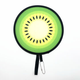 Wholesale Promotional Foldable Polyester hand fan Custom Printed Twist Flying Disc Round Fan with Handle for Advertising Giveaway