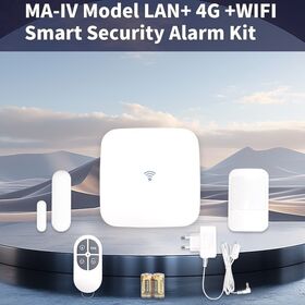 Système d'Alarme de Sécurité Domotique GSM de Haute Qualité WIFI+4G+TCP/IP avec PIR/Capteur de Porte Contrôlé par Application