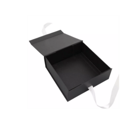 En gros personnalisé de luxe noir multicolore personnalisable imprimé pliable boîte-cadeau en carton avec arc blanc pour bijoux