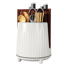 Multifunctional Rotating Knife Block Holder for Organized and Space-Saving Kitchen Countertop