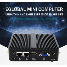 Eglobal Mini PC Portable et Pas Cher I-ntel Pentium J5005, 8 Go RAM, WIFI5, SSD M.2 128 Go, Double RJ45 Lan, RS232 COM, Linux, Mini PC sans Ventilateur