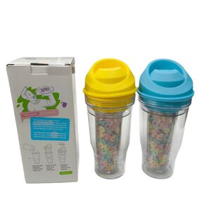 Gelas sereal pemisah kering dan basah desain bagus - Botol air sereal susu