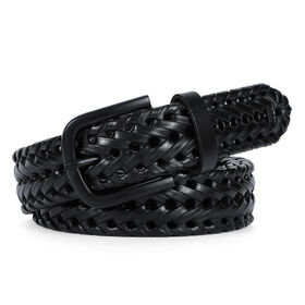 Ceinture vintage en cuir de vachette véritable tressée à la main, sortie d'usine