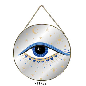 Neues Design Gold Metall Runde Glas UV-Druck Spiegel Wandbehang Handwerk Dekor