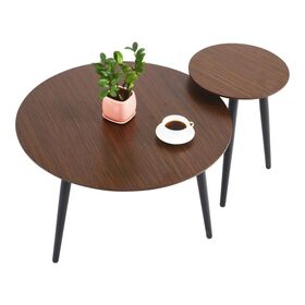 Moderner Satztisch mit stabilem Couchtisch aus Holz und Wohnzimmermöbeln