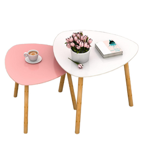 Moderno anidación mesas de café blanco rosa triángulo final mesa lateral para sala apartamento balcón