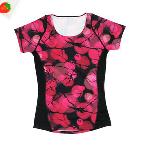 Custom Floral Print Pattern Fitness Running T-Shirts for Women Lightweight Sports Gym Tops Quick Dry Short Sleeve T-Shirts