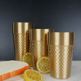 Taza de oro de la sublimación revestida helado para las tazas de la sublimación Textura doble de las escaleras del diamante de la pared de la serie del oro