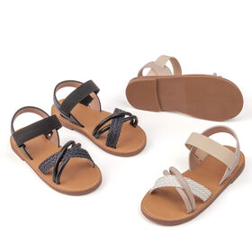 Style bohème sandales pour enfants avec sangles tissées et sangle arrière élastique pour les filles Kid Chaussures