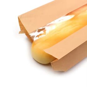 Bolsas de papel kraft para baguette francesa, embalaje al por mayor personalizado, reciclado, ecológico, para panadería minorista, con ventana