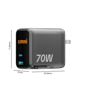 Cargador Inteligente de 70W con Cable Retráctil 2C1A, Cargador de Pared de Triple Puerto para Eficiencia Multi-Dispositivo