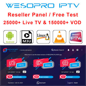 Serveur IPTV WESOPRO Abonnement IPTV 12 Mois Chaînes Allemandes, Néerlandaises, Belges, Françaises, Portugaises IPTV Code Xtream IPTV Global