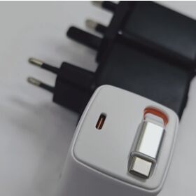 Cargador GaN retráctil de 30W con certificación CE ROHS ERP, A+C PD QC PPS, adaptador de puerto tipo C UE/EE. UU. con SCP OTP OCP, salida de 5V 3A 20V