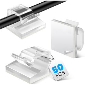 50 Pcs Cable Clips for Outdoor Indoor Adhesive Cable Management Cable Clamp Organizer Hooks for Cable Fixing String Lights