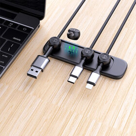 Magnetic Cord Holders Cable Organizer for Desk Multipurpose Wire Clips for Lighting USB-C Micro Cables Office Home Use (4 Clips)