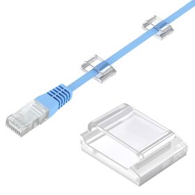 Ethernet Cable Clips 100PCS Wire Clip Flat Small Cable Holder for Home Flat Ethernet Network Decoration Fairy Light Hooks Clear