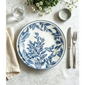 Blau-weißes Knochenporzellan-Geschirrset, chinesische Porzellan-Restaurantteller mit Abziehbilddruck, Keramik-Platzteller, Speiseteller