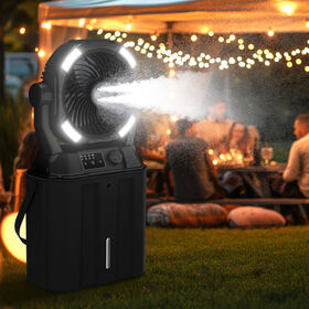 Smart Rechargeable Misting Fan with Remote & Timer, 16000mAh Battery, Power Bank, Warm/Cool Night Light, Wireless Use