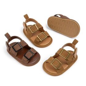 Mode Bébé Apprendre La Marche Semelle Souple En Cuir Enfant Chaussures Pas De Pantoufle Bébé Garçon Sandales D'été