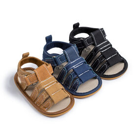 En gros Infantile En Plein Air Été Respirant En Caoutchouc À Semelle Souple Toile Tissu Bébé Garçon Sandales