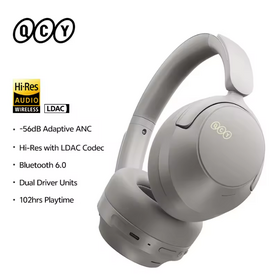 Auriculares Bluetooth 6.0 de Doble Driver con Audio de Alta Resolución, 7 Micrófonos, ANC Adaptativo de -56dB, Certificación CE y 102 Horas de Reproducción para Uso en Estudio