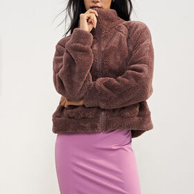 Mantel Kerah Termostatik Anti Angin Kualitas Tinggi - Jaket Musim Dingin Outdoor Kustom, Jaket Yoga Resleting Fleece Wanita