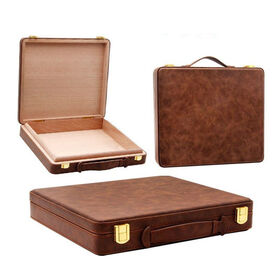 Hersteller von Zigarrenhumidoren mit Rollblättern - Holzhumidor mit Schlüssel - Tragbarer Holzhumidor mit Leder umwickelt - Zedernholz-Humidor Lieferant