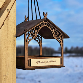Handmade Wooden Hanging Bird Feeder for Garden Personalized Memorial Gift for Bird Lovers bird feeder wooden bird house wooden