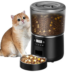 Distributeur automatique intelligent pour animaux de compagnie 4L, distributeur de nourriture intelligent à minuterie pour chiens et chats, machine d'alimentation anti-obstruction et anti-déversement (version à boutons)