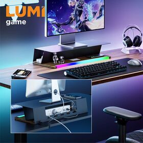 STB29-01 RGB Gaming Monitor Stand Riser With Cable Tray for Computer Desk PC Table