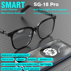Blue Light Blocking SG18Pro Smart Glasses, Smart Noise-Canceling Music Glasses, Magnetic Clip-On Smart Sunglasses