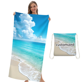 High Quality Anti-Sand Beach Towel with Hoodie Shape Custom Printed Cotton Beach Bag Towel One Size Fits All