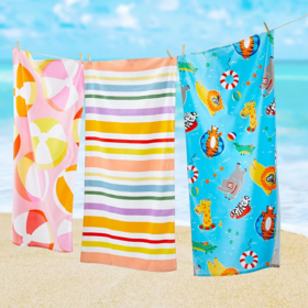 Wholesale Super Absorbent Sublimated Custom Towels Printing Microfiber Summer Beach Towel for Swimming Pool Promotion Gift