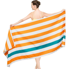 Microfiber Stripe Pattern Beach Towel Quick Dry Sand-Free with Carry Bag for Camping Swim Pool Summer Use