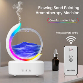 2025 Hot Selling 300ML Ultrasonic Humidifier Home Aromatherapy Diffuser LED Flowing Sand Painting Plastic