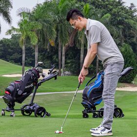 Carrito de golf 'Sígueme' con diseños modernos, 5 modos, gran capacidad de ascenso y sistema de autoequilibrio inteligente, disponible a nivel mundial.