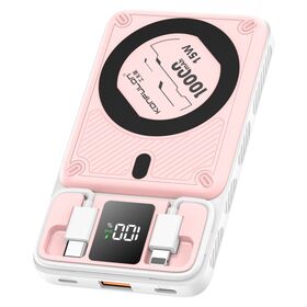 KONFULON Nuevo Power Bank Magnético de 10000mAh y 20W de Carga Rápida con Cable Bidireccional y Soporte de Carga Inalámbrica