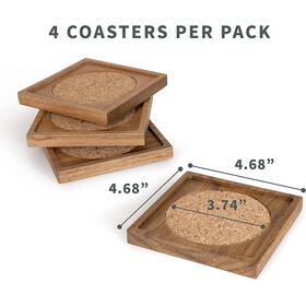Natural wood large coasters-absorbent cork pad for table protection - large wooden coaster for drinks, coffee cups Wooden Coaster