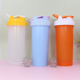 1000 ml Protein Shaker Kunststoff Wasserflasche mit Metall-Mixerkugel für Bergsteigen