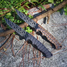 Novo Design Faca Tática de Bolso com Cabo G10 de Duas Cores, Lâmina Dobrável com Padrão Damasco Gravado a Laser para Camping e Sobrevivência