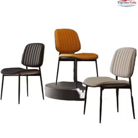 Metal Frame Leather Cushion Minimalist Style Modern Interior Design Furniture Kitchen Cafe Restaurant dining Room Chair