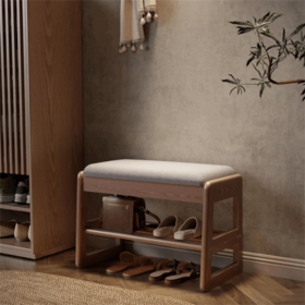 Organisateur de support de rangement de chaussures en bois en gros Banc de support de chaussures en bois à 2 niveaux pour l'entrée