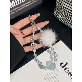 2 Pack Beaded Phone Bracelet Strap Crystal Butterfly Flower Pearl Phone Charms Strap Colorful Acrylic Beaded Phone Charm Wrist Strap Handmade Mobile Phone Chain For Women Anti Lost I.1588173358