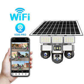 Cámara de vigilancia solar panorámica HD, cámara de seguridad exterior 4G y WiFi con visión nocturna, resistente al agua para todo tipo de clima para el patio del hogar