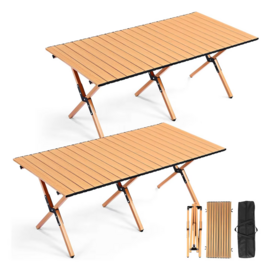 Foldable Low Picnic Fold up Camping Table Collapsible Roll up Metal Camp with Carry Bag