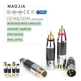 Adaptador XLR a RCA Profesional Fibra de Carbono Chapado en Oro Convertidor de Audio Balanceado para Grabación en Estudio Cine en Casa Equipo de DJ