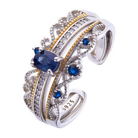 SISSLIA New Colorful Jewelry S925 Sterling Silver Inlaid with Natural Blue Gem Ring Women's Luxury Retro Ring